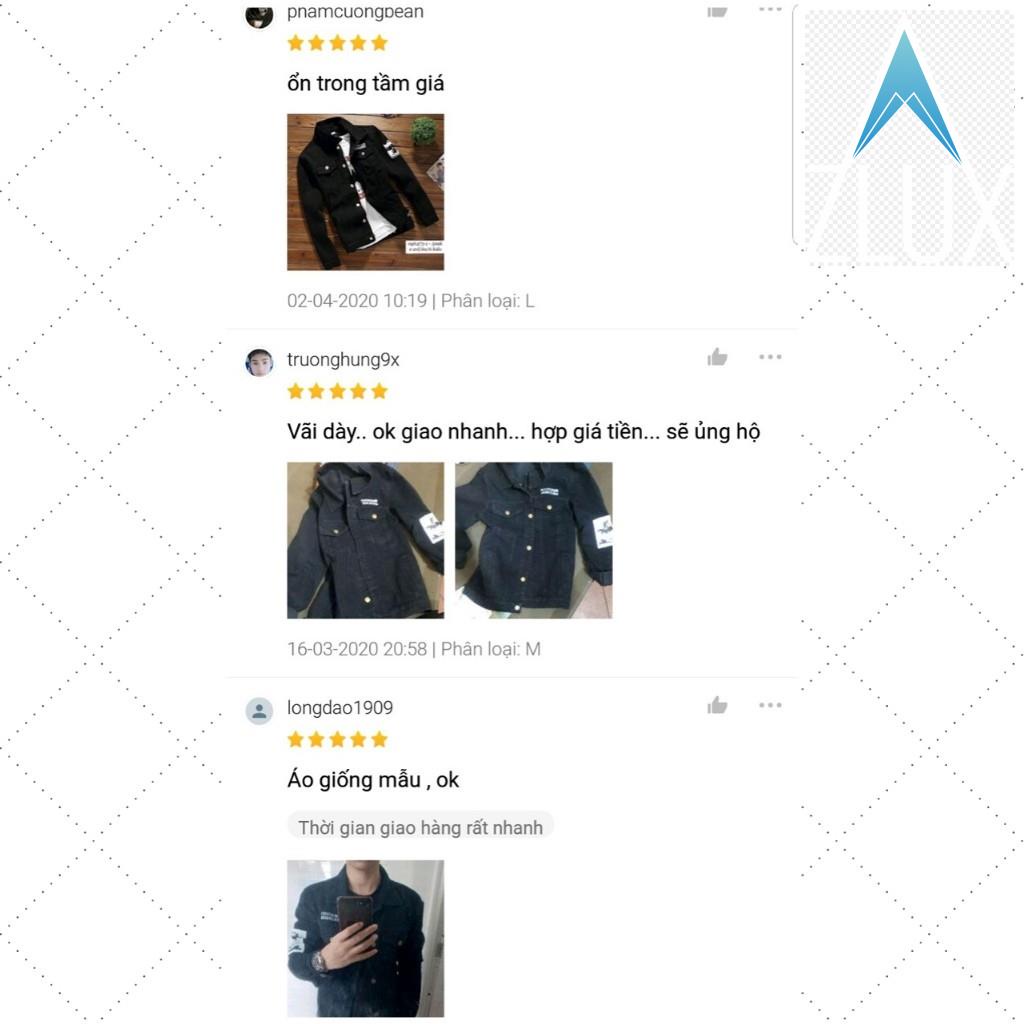 Áo Khoác Nam Vải Jean LOGO Tay Ngực Cổ Cao Cấp Phong Cách Trẻ Trung