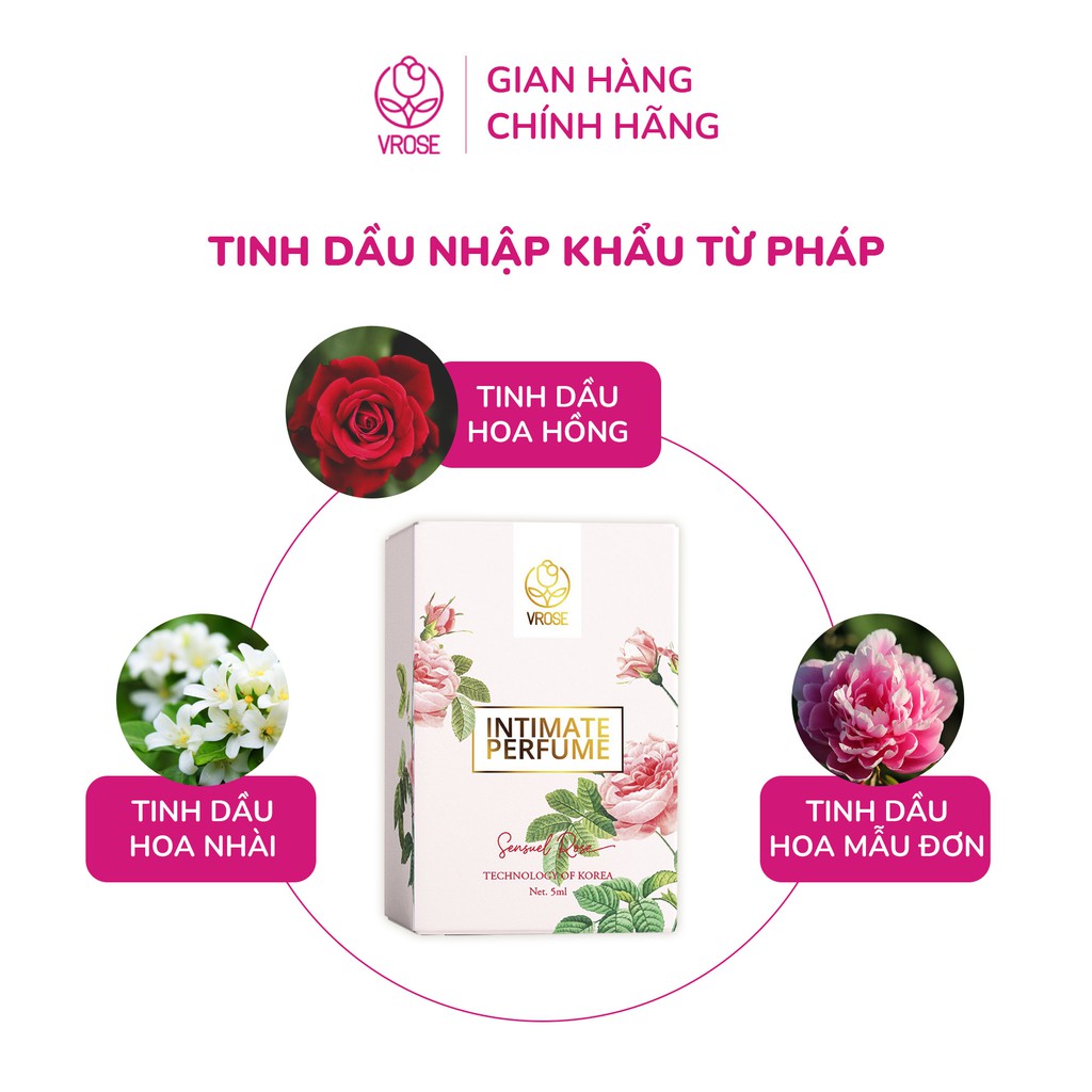 Nước hoa vùng kín nữ Vrose Intimate Perfume Sensuel Rose hương ngọt ngào quyến rũ 5ml