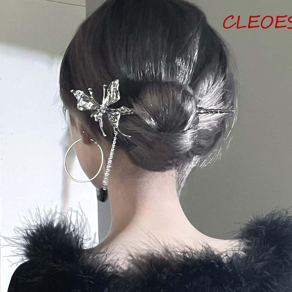 Trâm Cài Tóc Hình Bướm Đính Hạt Và Tua Rua Phong Cách Retro Thanh Lịch