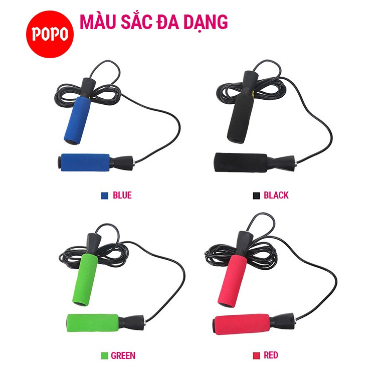 Dây nhảy dây POPO TS1 lõi dây PVC 6mm, tay nắm bọt xốp thoáng khí dây nhảy thể lực, thể dục, tập Gym, boxing