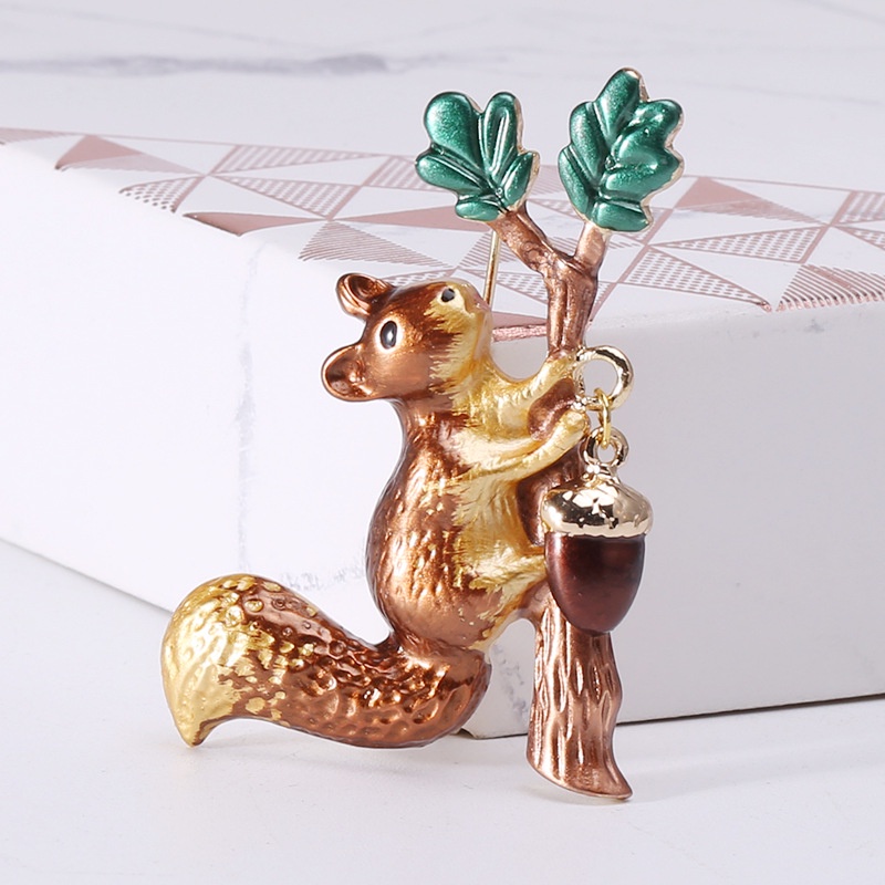 Ghim Cài Áo Hình Sóc Bằng Hợp Kim Tráng Men 2022 Thời Trang