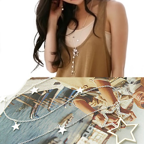 Vòng cổ chuỗi dài hình ngôi sao đính đá duyên dáng cho nữ
