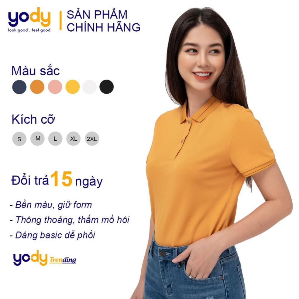 Áo Polo Nữ Café Bo Kẻ YODY Chính Hãng, Chất Liệu Thân Thiện, Thoáng Mát, Chống Tia UV Hữu Hiệu APN3890 New