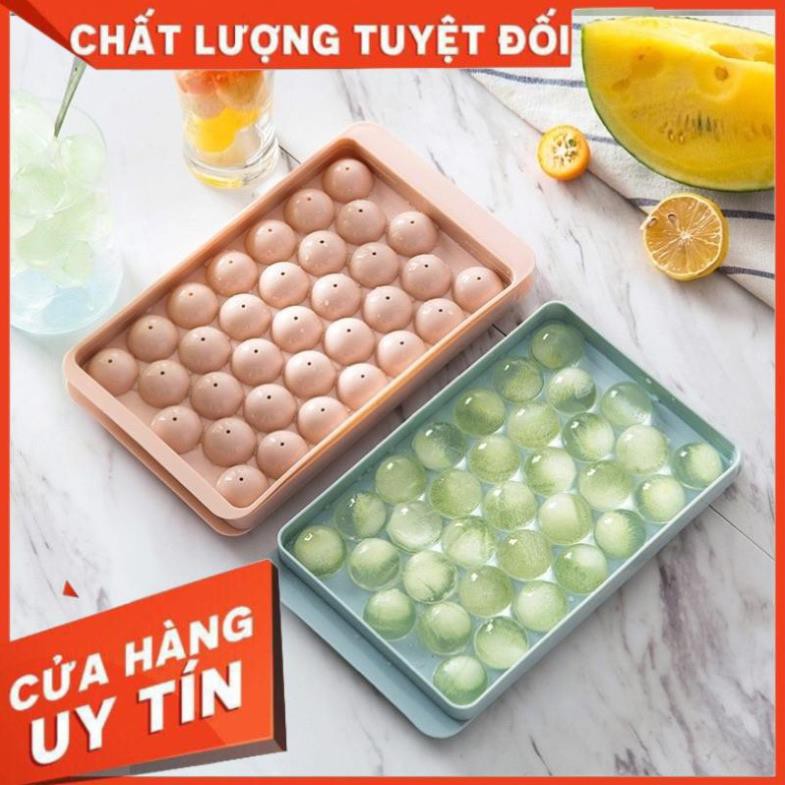 Sale Sốc - Khay làm đá viên, khuôn lam thạch hình tròn có nắp đậy. . Siroshop.