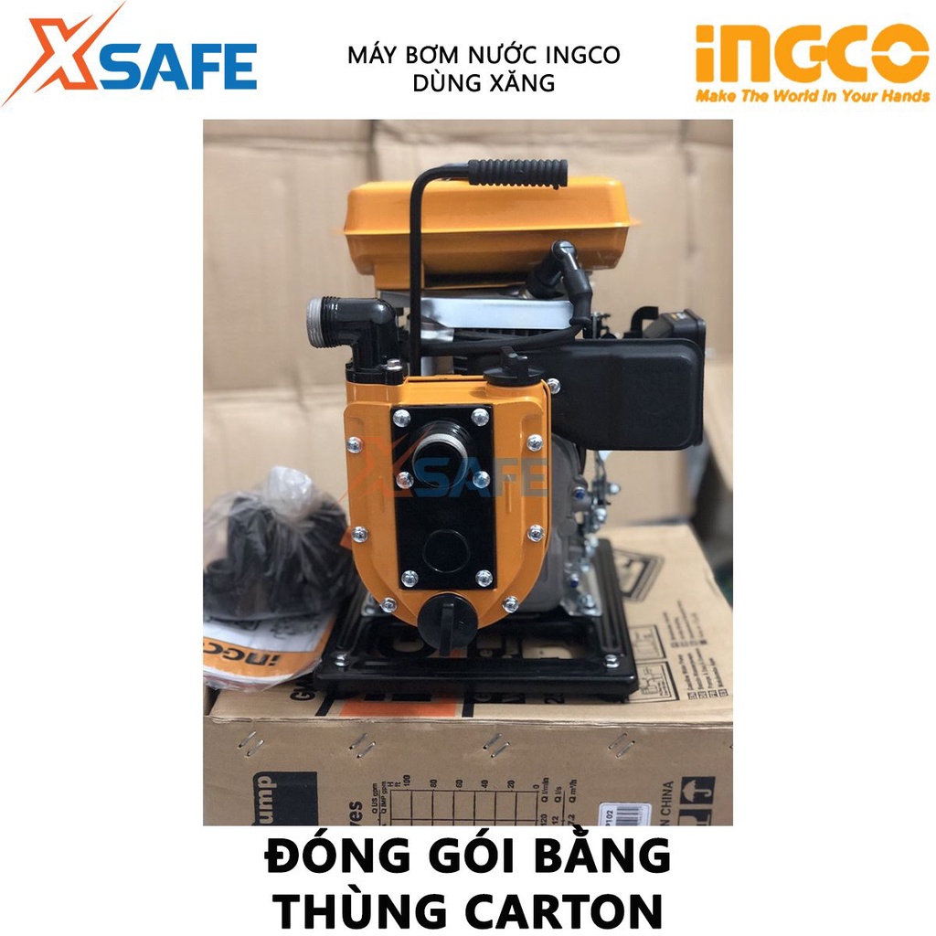 Máy bơm nước dùng xăng INGCO GWP102 Máy bơm chiều cao bơm 16m, lưu lượng bơm 100L/min, dung tích xilanh 105cc - [XSAFE]