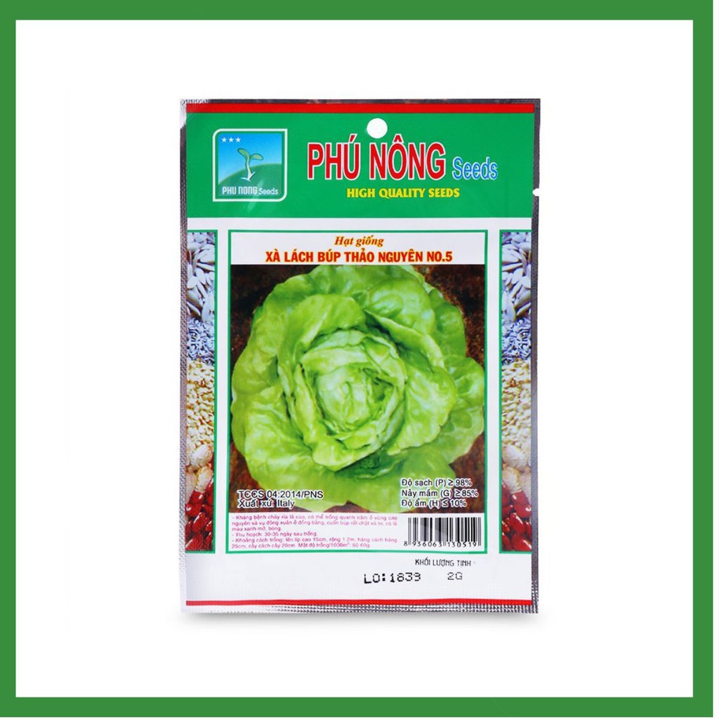 Hạt Giống Xà Lách Búp Thảo Nguyên No.5 Phú Nông - Gói 2g