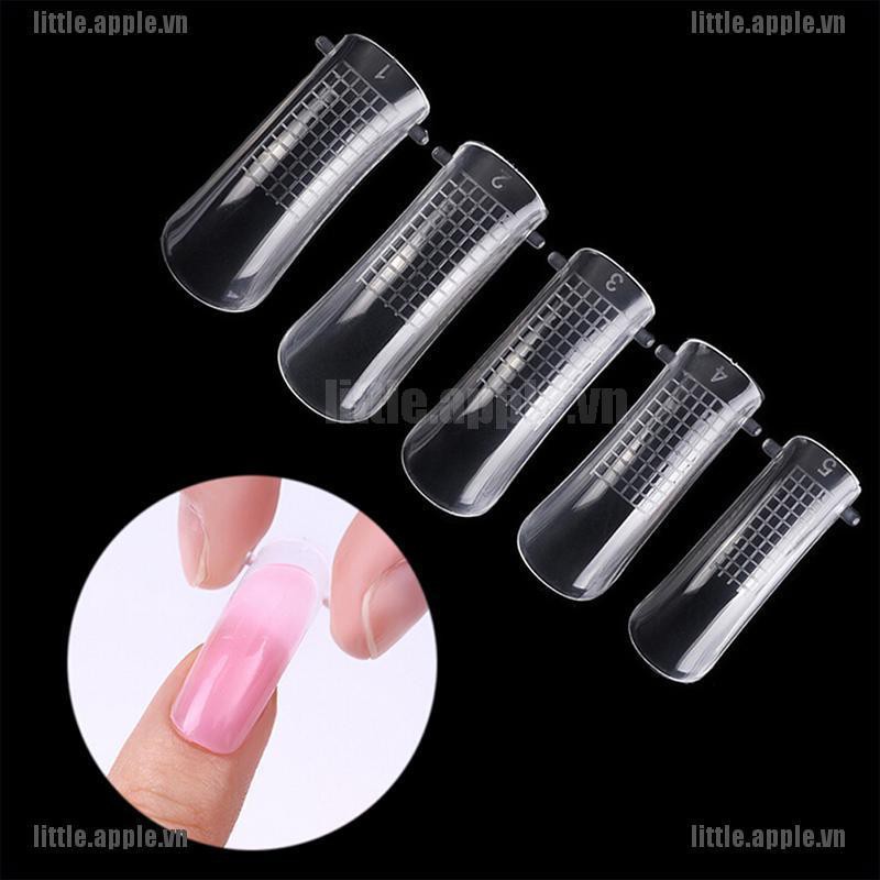 [Little] 20/100pcs clear dual nail forms uv gel acrylic full cover mold size scale [VN]