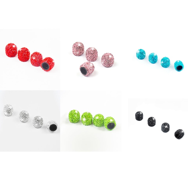 Set 4 Vỏ Bọc Nắp Van Khí Bánh Xe Đính Đá Pha Lê Handmade Dành Cho Trang Trí Ô Tô Univer