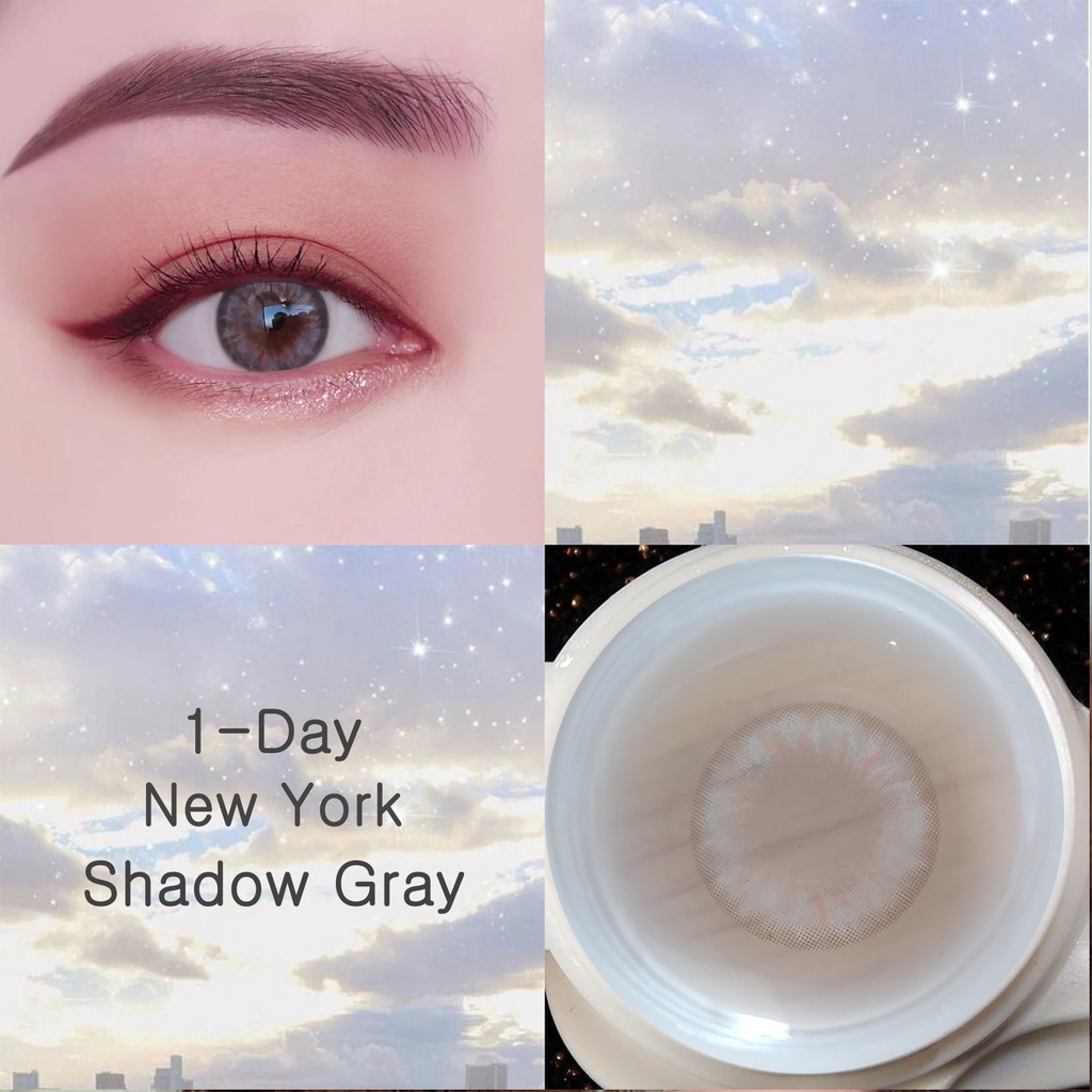 Kính áp tròng màu Shadowgray Không độ dùng 1 ngày  Qeye Lens Hàn Quốc