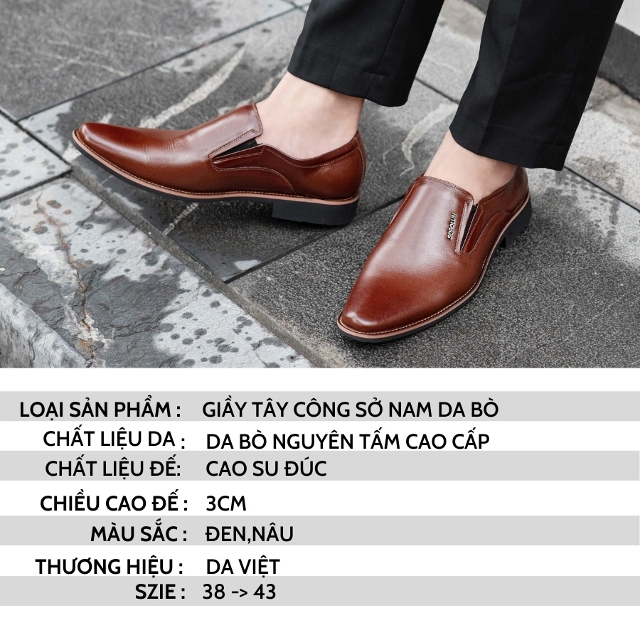 Giày công sở da bò nguyên tấm 100% đế cao su kiểu dáng thanh lịch(Bảo Hành Da 12 Tháng)