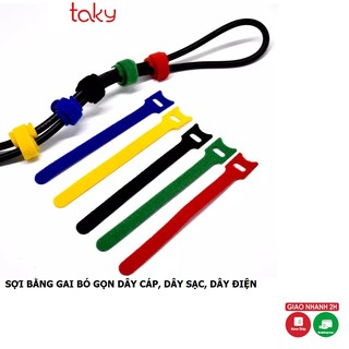 Combo 10 Băng Gai Nhiều Màu Dính 2 Mặt Cuốn Và Bó Dây Sạc, Dây Cáp, Dây Tai Nghe, Tiện Dụng, Làm Gọn Dây - Taky 5678