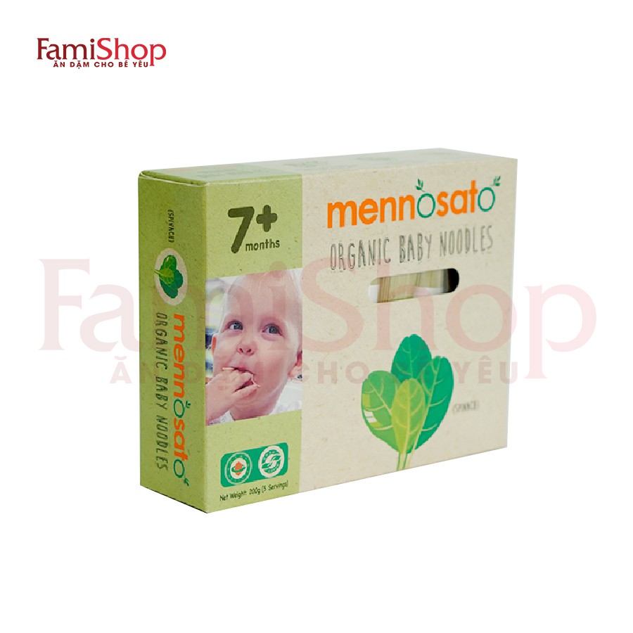 Mì sợi rau củ hữu cơ cho bé vị cải bó xôi 200g MenNoSato