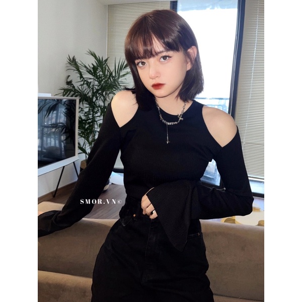 [ ẢNH THẬT ĐỘC QUYỀN SMOR.VN ] Áo khoét 2 bên vai, xẻ tay, FIU TOP