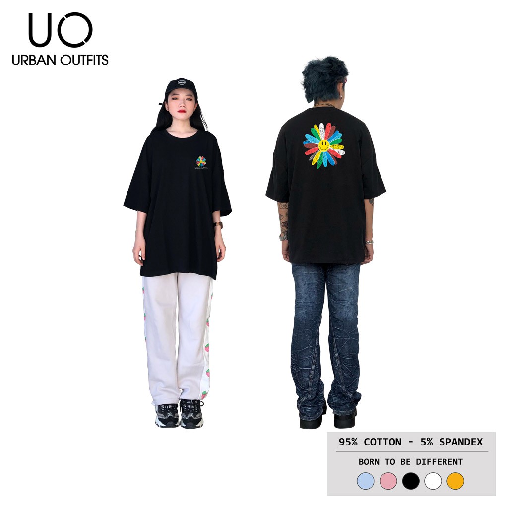 Áo Thun Tay Lỡ Nữ Nam Form Rộng URBAN OUTFITS In Hoa Cúc Màu ATO05 Cotton 4 Chiều Local Brand
