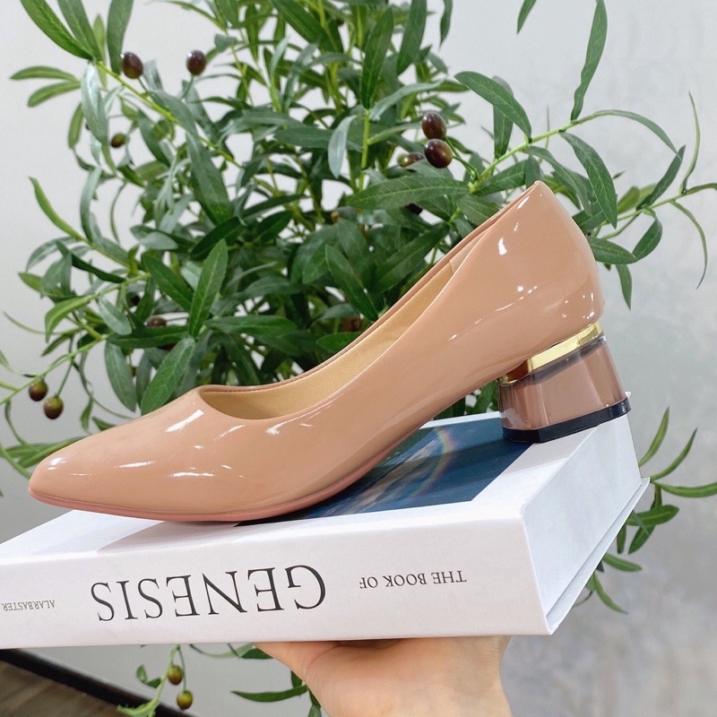 Giày cao gót công sở nữ 5p mũi nhọn da trơn đẹp rẻ thời trang