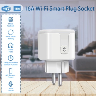 Smart Plug 16A WIFI Wireless Remote Socket No Gateway Voice Control EU Home Fire Retardant PC Smart Power Socket