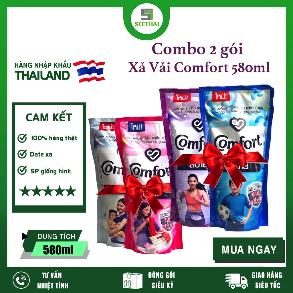 COMBO 2 nước xả vải COMFORT hương hoa ly lan tỏa Thái Lan 580ml - túi - giao hàng ngẫu nhiên - Fabric softener