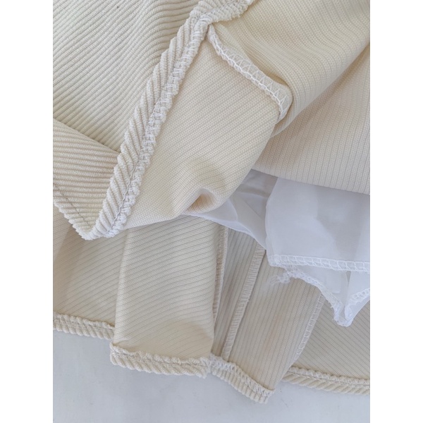 Chân váy nhung xoè cạp cao dáng lửng 351