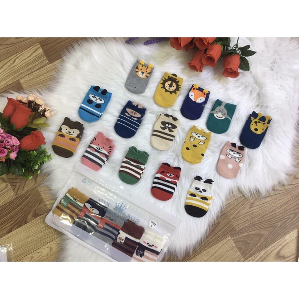 Tất hài chống trượt hình thú loại cổ ngắn cho trẻ sơ sinh KIDS SOCKS cho bé 0-3 tuổi