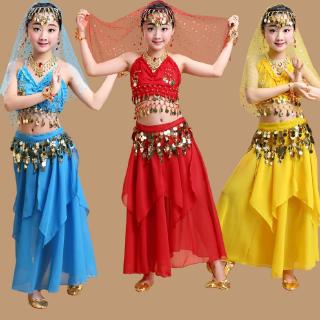 Váy trang phục biểu diễn cho trẻ em Bộ đồ khiêu vũ bụng Áo nhảy múa + Bộ váy