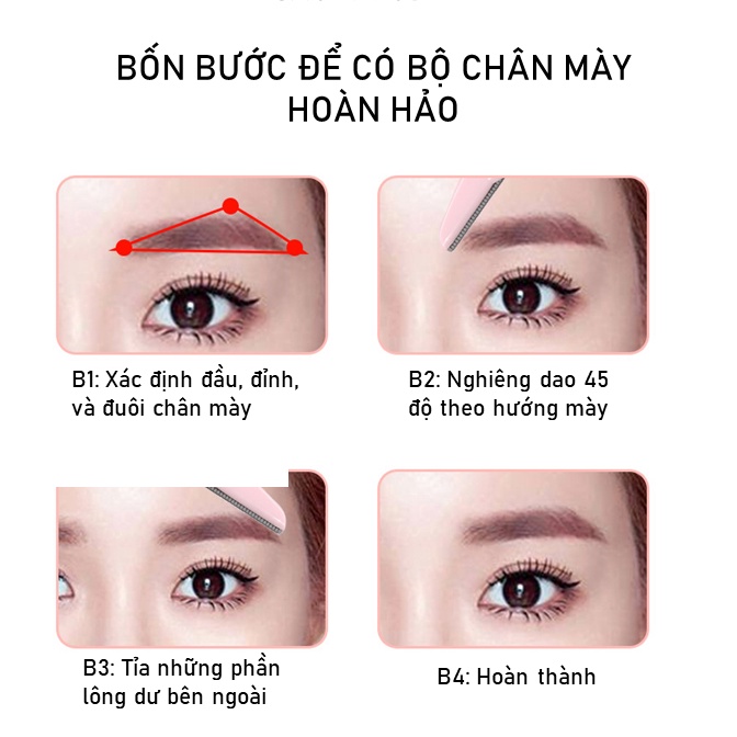 Set 3 dao cạo lông mày gấp gọn lưỡi dao micro an toàn khi sử dụng, cạo sạch và nhẹ nhàng, tạo dáng mày cuốn hút