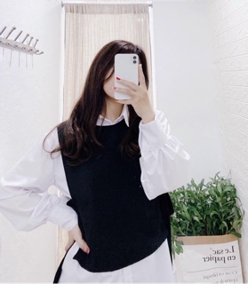Set sơ mi và áo ghile buộc nơ ( sm0061)