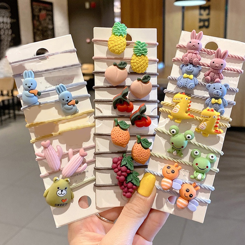 Dây Buộc Tóc Co Giãn Mềm Mại Kiểu Dáng Hoạt Hình Xinh Xắn Dành Cho Bé