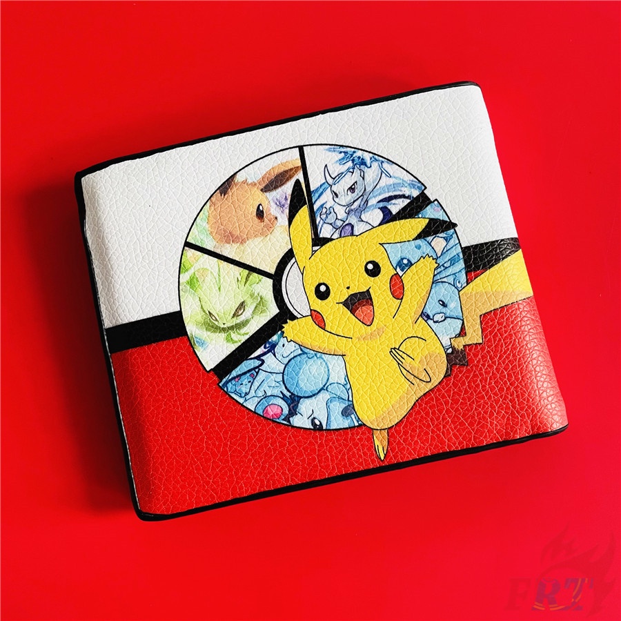 ❀ Ví Ngắn Hình Quả Bóng pokemon go - Pokeball & pikachu ❀ 1 Ví Gấp Da pu Thời Trang