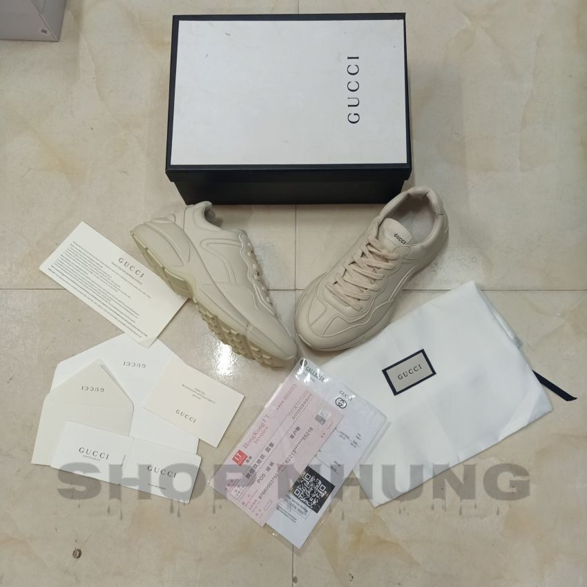 Giày gucci trắng ngà nam nữ cổ thấp cao cấp