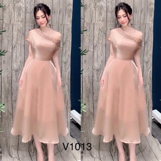 Váy lơ lụa lệch vai cao cấp