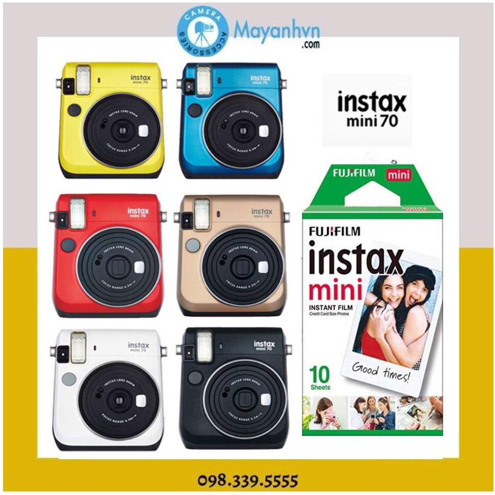 Máy chụp ảnh lấy ngay Fujifilm Instax Mini 70( Chính Hãng- Bảo hành 12 tháng) + 1 pack film/ 10 tấm ảnh