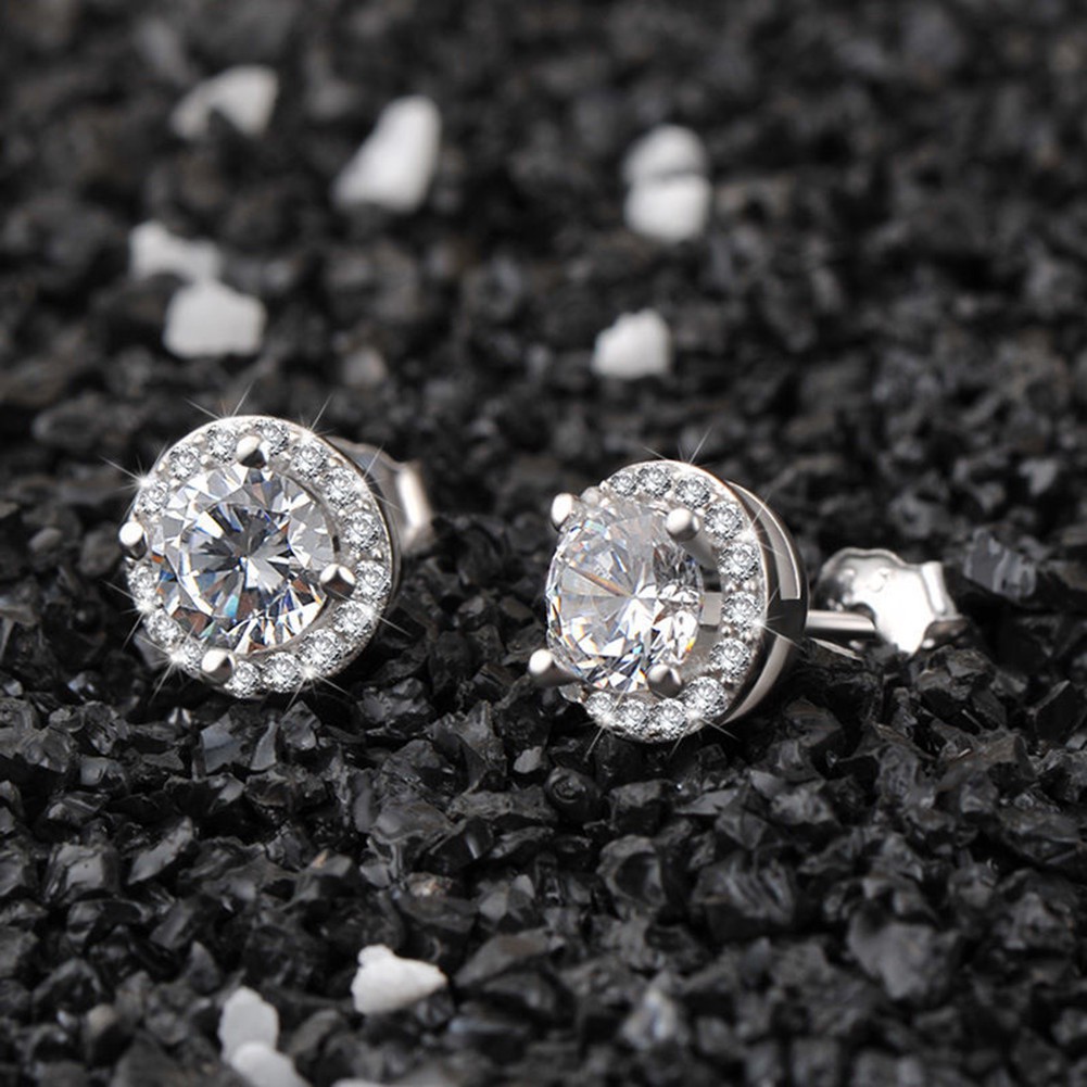 Hoa tai mặt hình tròn phụ kiện đám cưới cho nữ