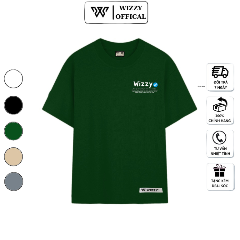Áo phông form rộng cổ tròn, áo thun nam nữ unisex cotton in Tick xanh WZC09 Wizzy Official mã 19