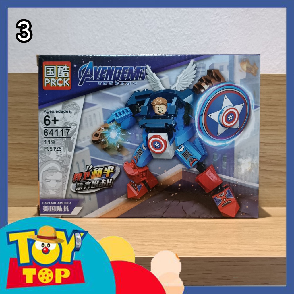 Lắp ráp đồ chơi marvel chiến giáp mini mech Thor Người sắt Iron Man Captain America Người nhện PRCK 64117