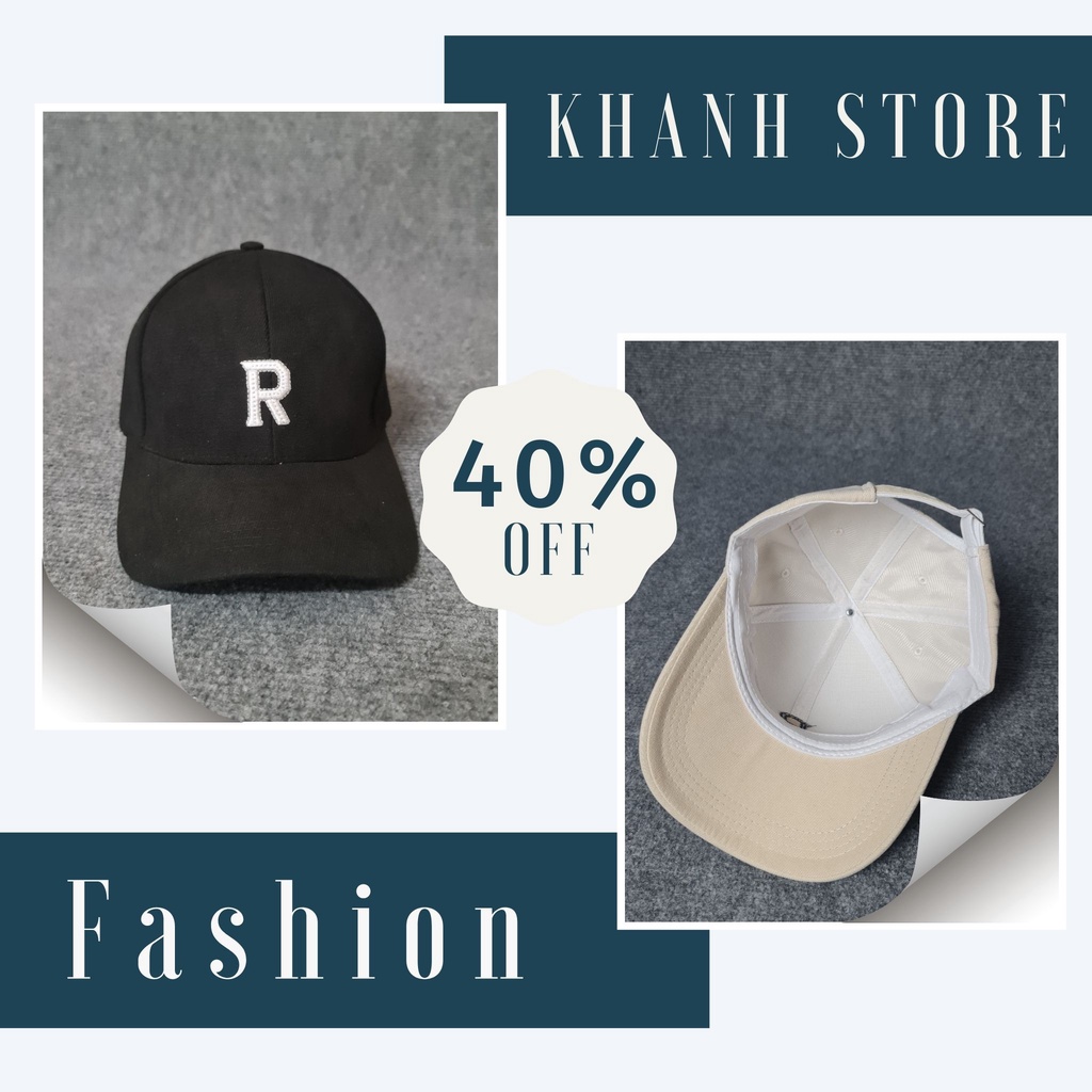 Nón kết, mũ lưỡi trai thêu chữ R form unisex nam nữ