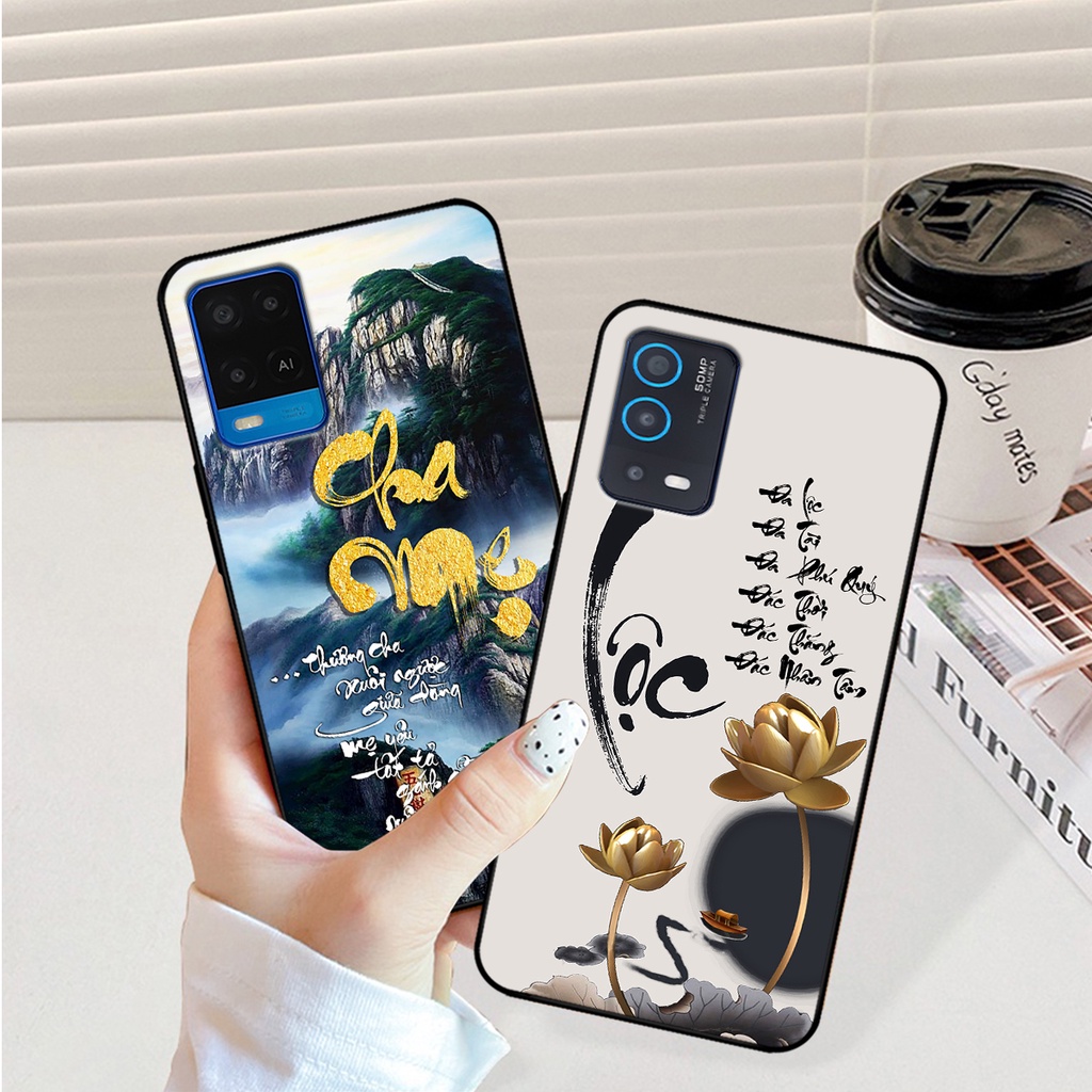 Ốp lưng Oppo A54 - Oppo A55 in hình phong cách chữ thư pháp cha mẹ, tài lộc