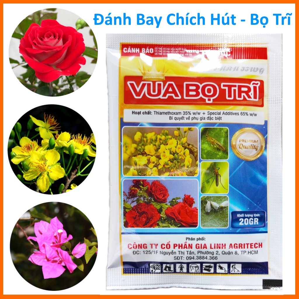 Vua Bọ Trĩ (gói 20g), Sản phẩm đánh bay nhóm chích hút bảo vệ vây trồng, dùng cho hoa hồng, mai vàng...