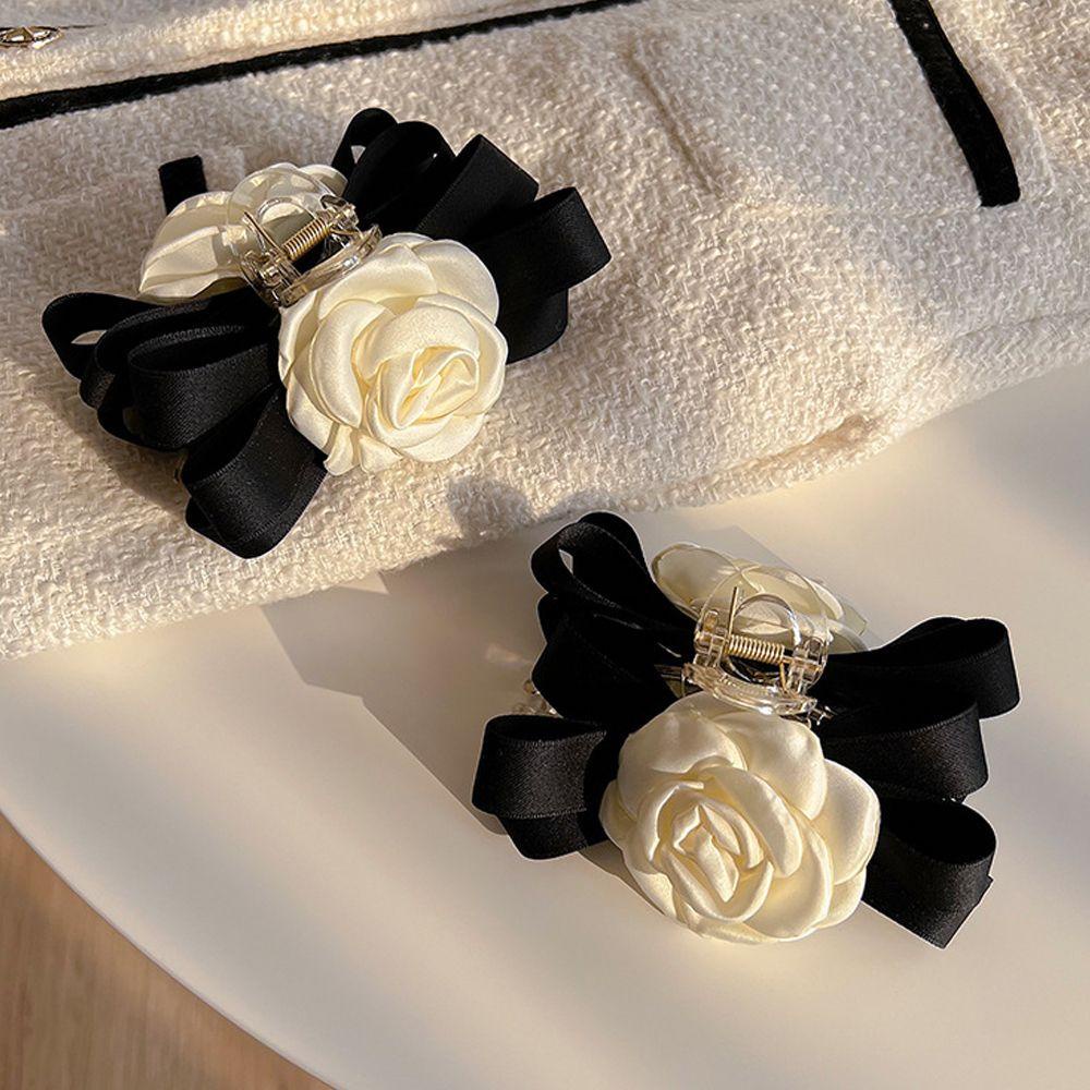 Kẹp Tóc Móng Vuốt Đính Hoa Trà Phong Cách Vintage Hàn Quốc Cho Nữ Giá Đỡ