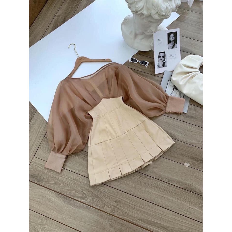Đầm tiểu thư lệch vai chân váy xếp ly cao cấp Fanci Dress | BigBuy360 - bigbuy360.vn