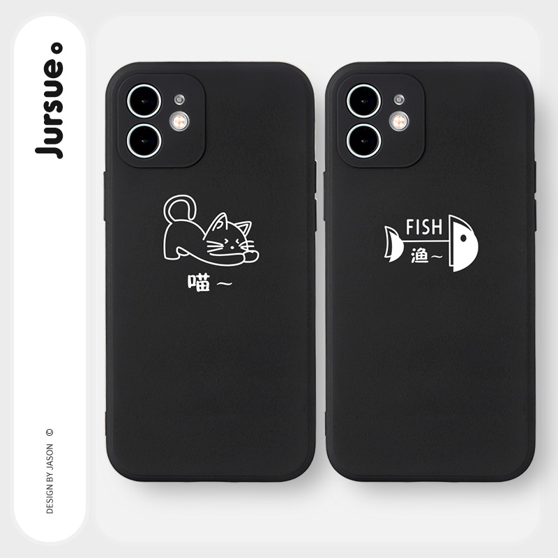 Ốp lưng JURSUE mềm hình cặp đôi dễ thương đẹp cho iPhone 13 12 11 Pro Max SE 2020 X XR XS 8 7 ip 6S 6 Plus kute Y1762