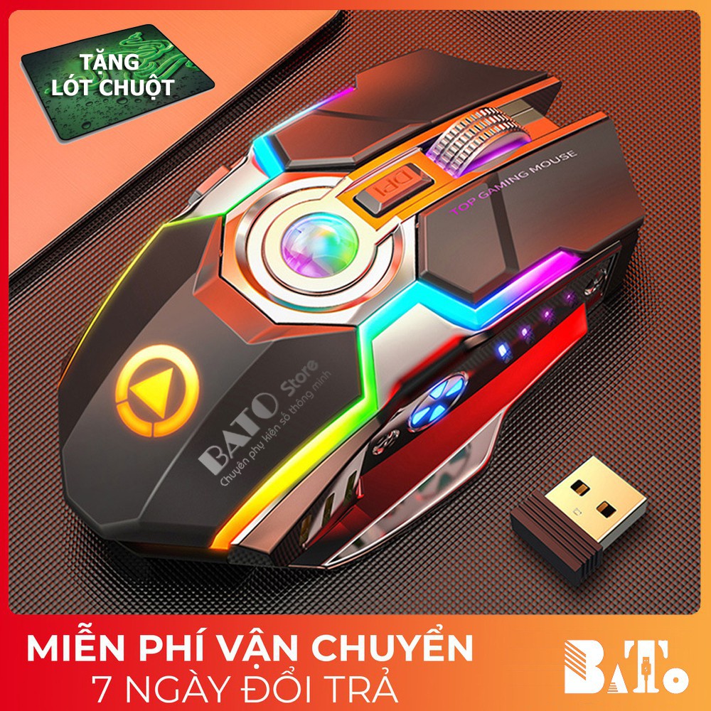 Chuột Không Dây Chuyên Game Yindiao A5 RGB Led 7 màu, Pin Sạc - Siêu Hot - Tặng lót chuột
