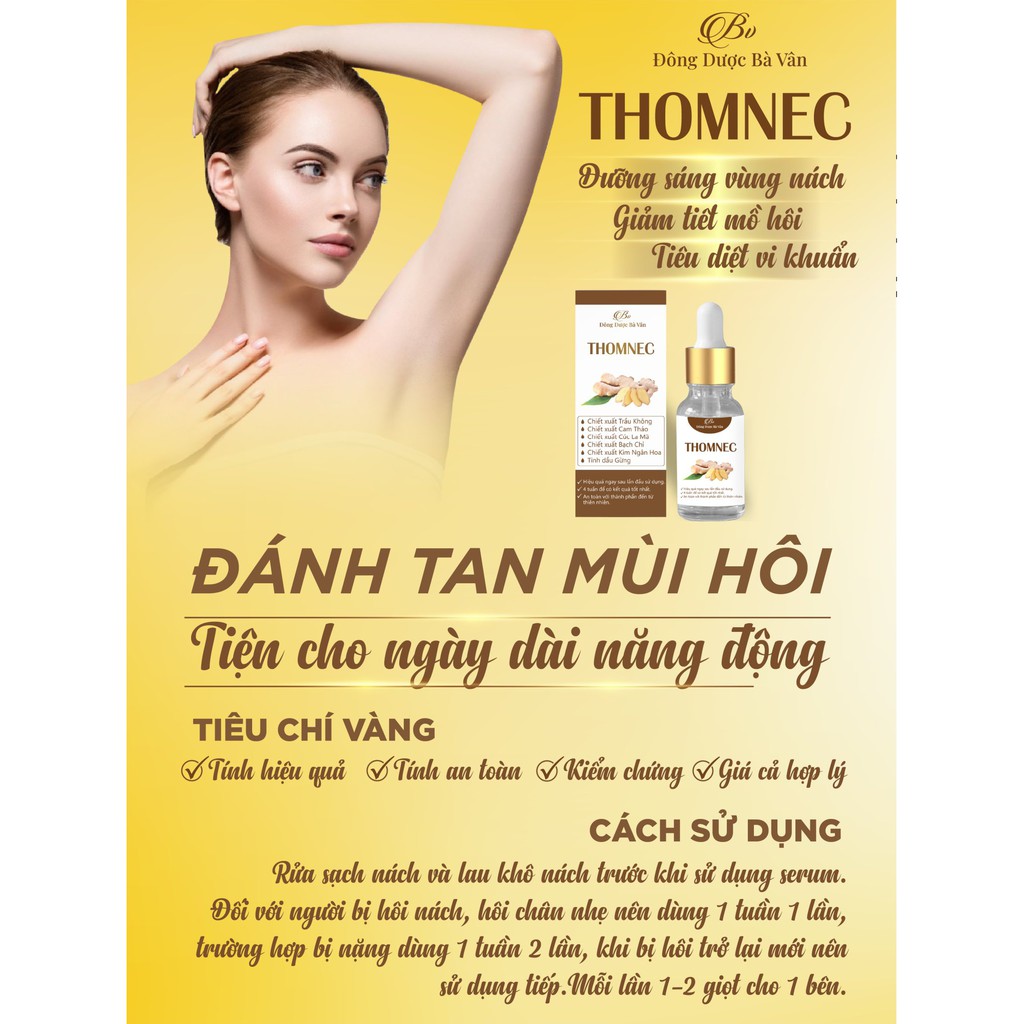 THOMNEC KHỬ MÙI CƠ THỂ, HIỆU QUẢ NGAY TỪ LẦN ĐẦU SỬ DỤNG, SẢN PHẨM CỦA ĐÔNG DƯỢC BÀ VÂN