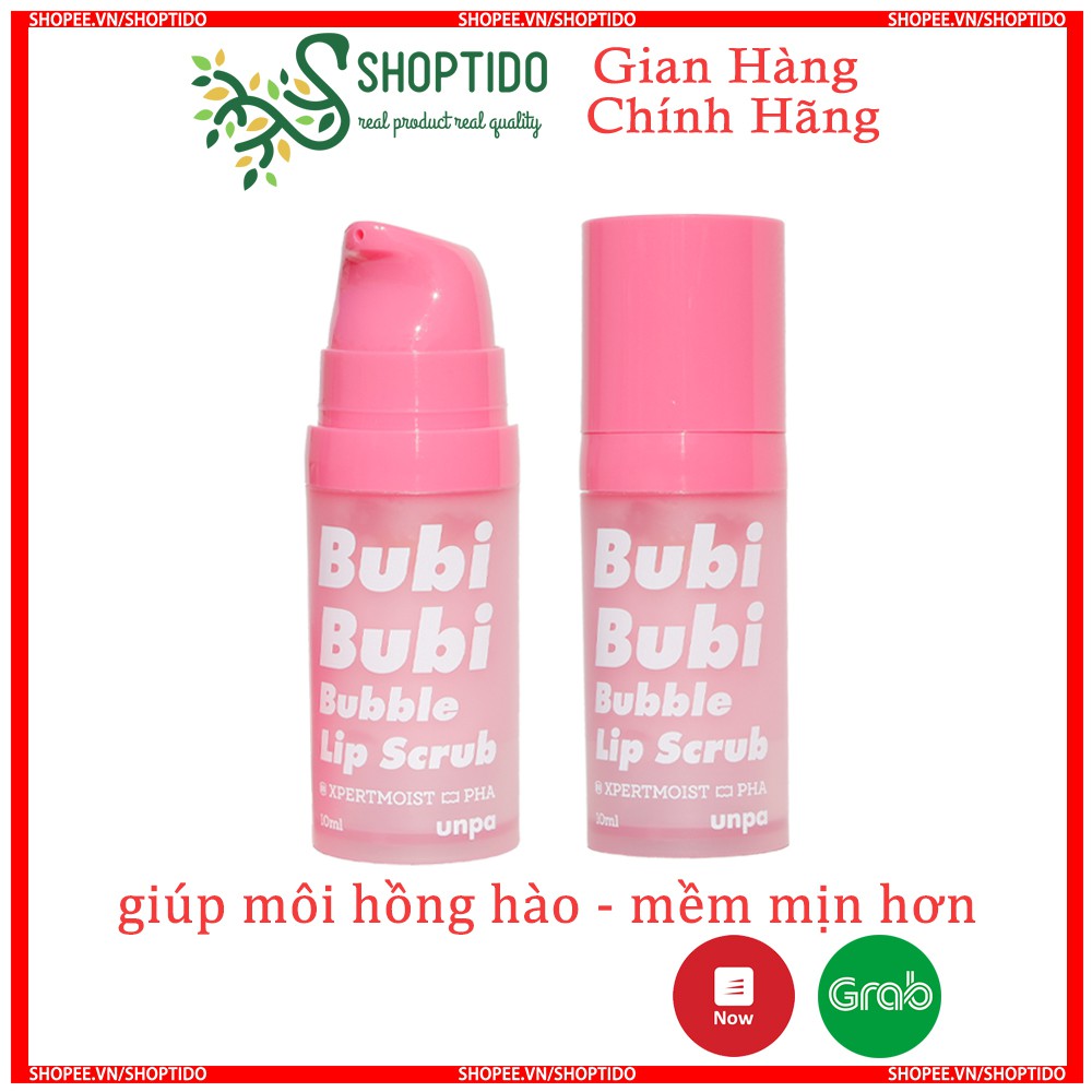 Gel tẩy da chết môi Unpa Bubi Bubi Lip, sủi cực lành tính và tẩy tế bào chết môi 10ml NPP Shoptido