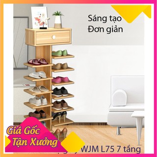 ☀️freeship - rẻ vô địch☀️ kệ để giầy dép gỗ 7 tầng có ngăn tủ phụ -giá rẻ