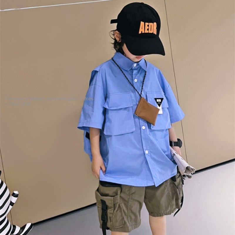 Áo Sơ Mi Tay Ngắn Phong Cách Hàn Quốc Thời Trang Mùa Hè Cho Bé Trai