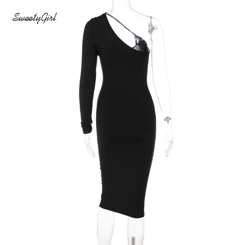 Đầm Tay Dài Màu Trơn Thiết Kế Khoét Vai Thời Trang Quyến Rũ Cho Nữ 2022