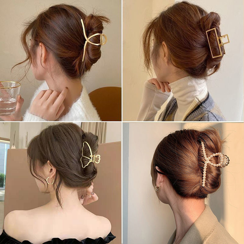 Kẹp tóc kim loại hình càng cua phong cách retro cho nữ