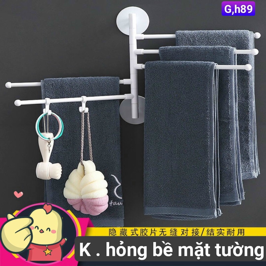 GIÁ ĐỠ, KỆ TREO KHĂN 5 CÁNH XOAY180ĐỘ DÁN TƯỜNG KO CẦN KHOAN