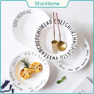 Đĩa sứ trắng decor cao cấp hoạ tiết dễ thương