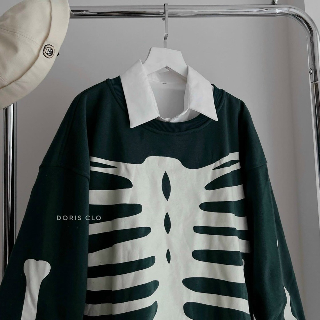 Áo Sweater Nam Nữ In Bộ Xương Cá Tính_ Áo Khoác Nỉ Hot Trend Vải Nỉ Cao Cấp Mẫu Hot